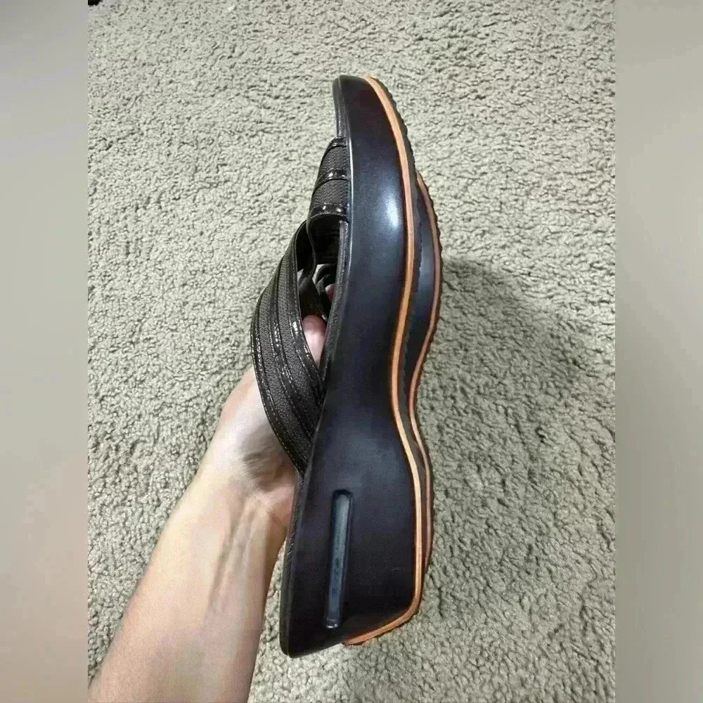 COLE HAAN‎ AIR 11B Leather Sandals Women Brown Wedge Cross Strap Shoe